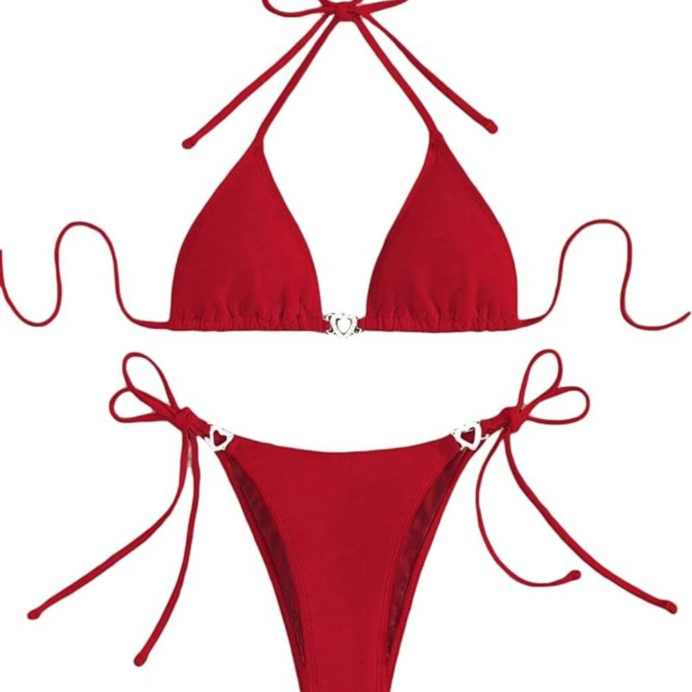 NEW Sparkling Bling Crystal Rhinestone Heart Bikini Swimsuit Beachwear +…